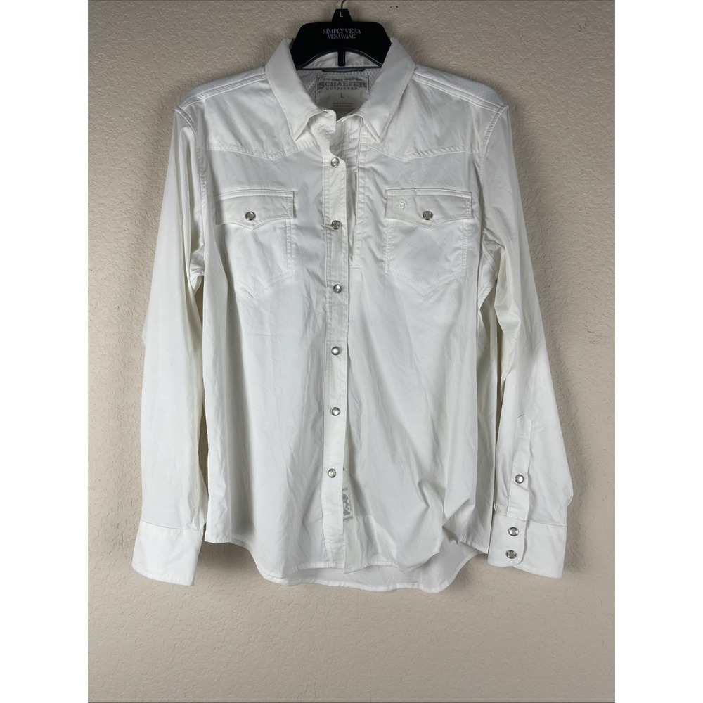 Schaefer Outfitter Shirt Mens Large Pearl White Western Snap Fishing Vented NWT
